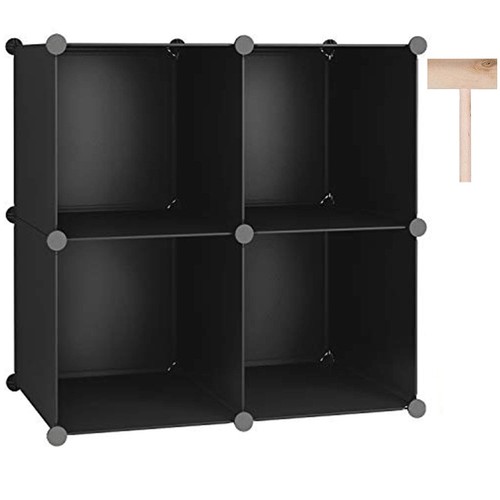 Black plastic cube - black,